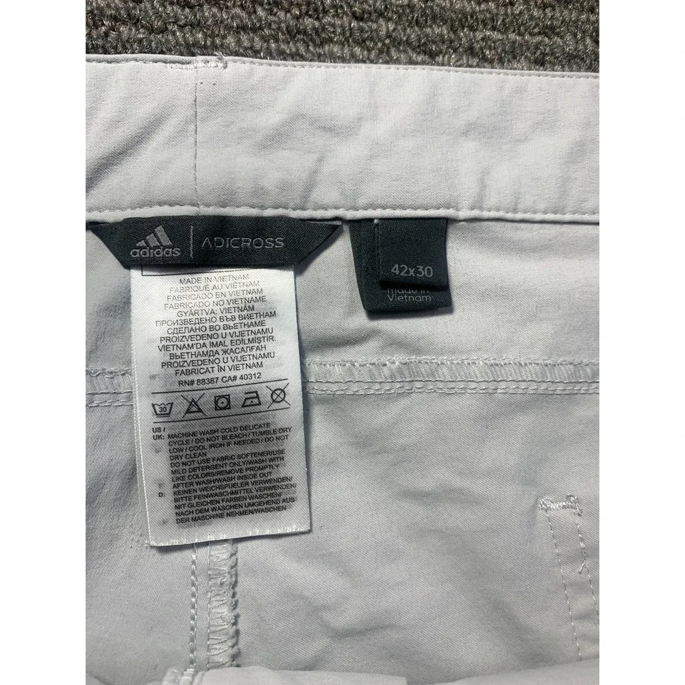 Adidas Adicross Golf Pants Mens 40x32 Gray Performance Stretch Flat Front Casual